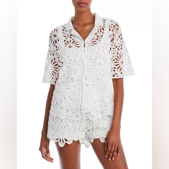 9. NWT AQUA MACRAME LACE CAMP SHIRT SIZE SMALL - Picture 1 of 5